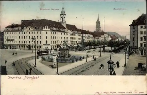 Ak Dresden Neustadt, Neustädter Rathaus, Hauptstraße