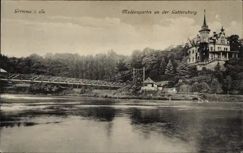 Ak Grimma in Sachsen, Gattersburg, Brücke