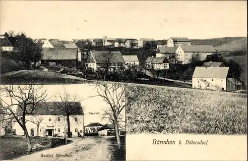 Ak Börnchen Glashütte im Osterzgebirge, Gasthof Börnchen, Gesamtansicht