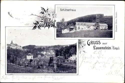 Ak Lauenstein Altenberg im Erzgebirge, Schützenhaus, Panorama