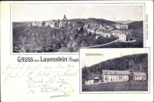 Ak Lauenstein Altenberg im Erzgebirge, Schützenhaus, Panorama