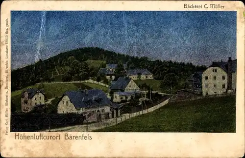 Luna Ak Bärenfels Altenberg im Erzgebirge, Ortsansicht, Bäckerei C. Müller