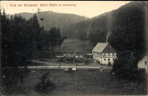 Ak Schmiedeberg im Erzgebirge, Restaurant Wahls Mühle