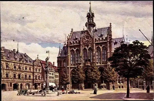 Künstler Ak Erfurt in Thüringen, Rathaus