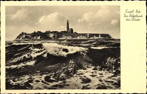 Ak Insel Oie, Gesamtansicht, Leuchtturm