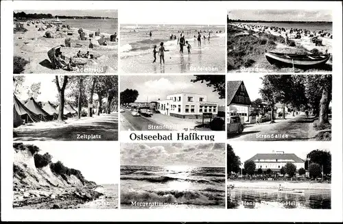 Ak Haffkrug Scharbeutz Ostholstein, Badestrand, Zeltplatz, Strandallee, Strandhalle, Morgenstimmung