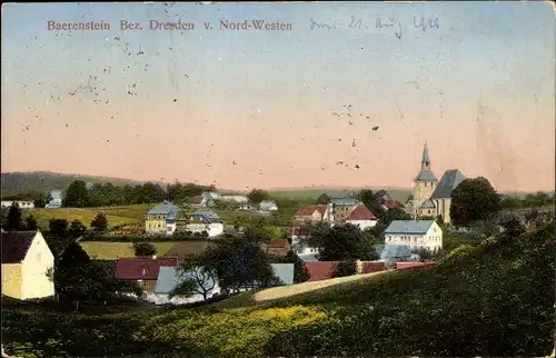 Ak Bärenstein Altenberg im Erzgebirge, Ortsansicht, Nord-Westen, Kirche