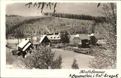 Foto Ak Kratzhammer Altenberg Osterzgebirge, Verschneite Ortschaft