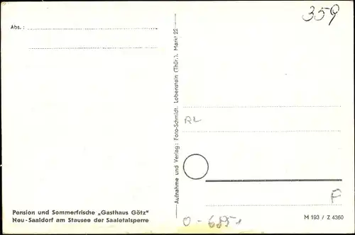 Ak Neu Saaldorf Bad Lobenstein in Thüringen, Pension, Gasthaus Götz