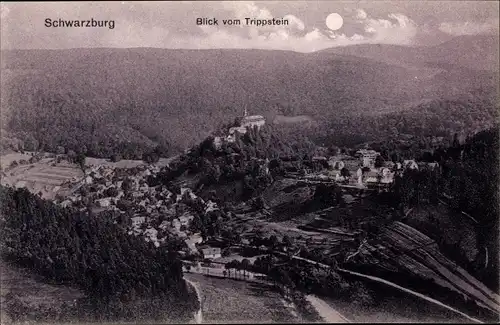 Ak Schwarzburg in Thüringen, Panorama, Blick vom Trippstein