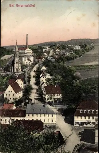 Ak Berggießhübel in Sachsen, Ortsansicht, Kirche