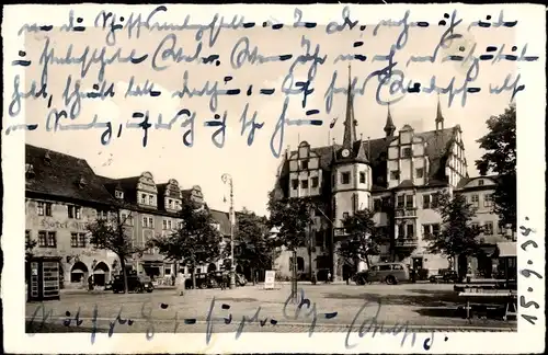 Ak Saalfeld Thüringen, Marktplatz mit Rathaus, Hotel
