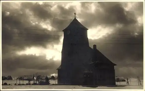 Foto Ak Zinnwald Georgenfeld Altenberg im Erzgebirge, Kirche, Winter