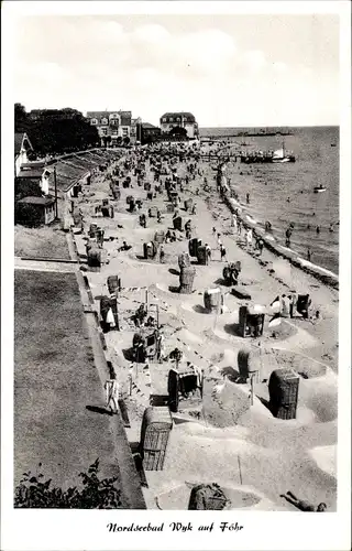 Ak Wyk auf Föhr in Nordfriesland, Strand, Strandkörbe