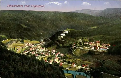 Ak Schwarzburg in Thüringen, vom Trippstein gesehen