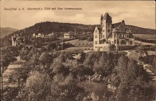 Ak Saalfeld an der Saale Thüringen, Auerbach's Villa mit Bad Sommerstein