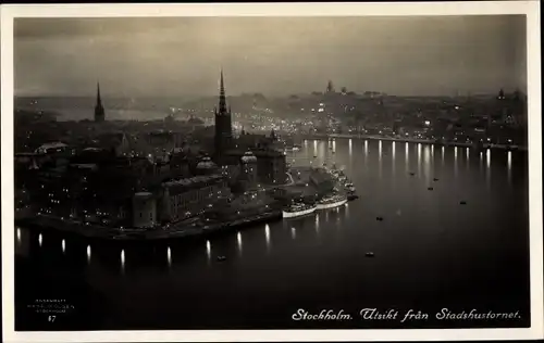 Ak Stockholm Schweden, Utsikt från Stadshustornet