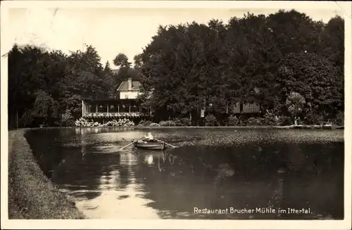 Ak Haan Nordrhein Westfalen, Restaurant Brucher Mühle im Ittertal, Panorama, Teichpartie