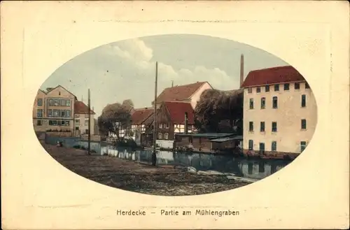 Präge Passepartout Ak Herdecke an der Ruhr, Partie am Mühlengraben