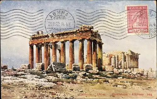 Künstler Ak Athen Griechenland, Blick auf den Parthenon