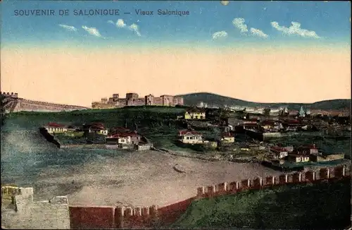 Ak Thessaloniki Griechenland, Alt-Saloniki, Stadtmauer, Heptapyrgion