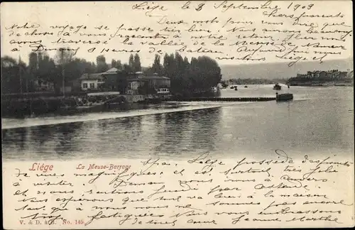 Ak Lüttich Lüttich Wallonien, La Meuse-Barrage