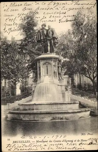 Ak Brüssel Brüssel, Denkmal der Grafen von Egmont und Horn