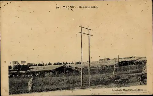 Ak Meknes Marokko, Blick auf Baracken