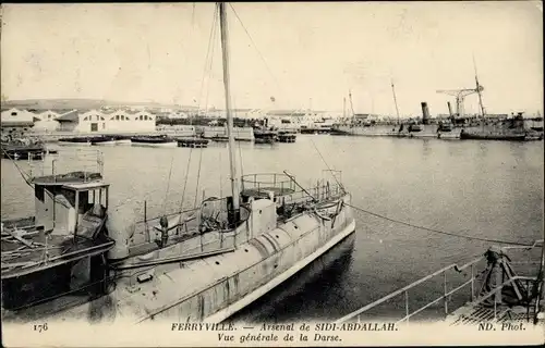 Ak Ferryville Algerien, Sidi Abdallah Arsenal, Gesamtansicht des Docks