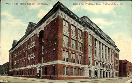 Ak Philadelphia Pennsylvania USA, High School für Mädchen, 15th und Wallace Sts