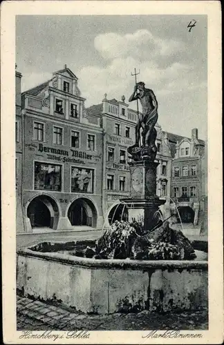 Ak Jelenia Góra Hirschberg Riesengebirge Schlesien, Marktbrunnen