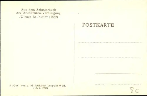 Künstler Ak Leopold Wolf, Schmierbuch Architektenvereinigung Wiener Bauhütte, das wachsende Haus