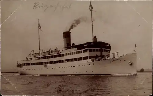 Foto Ak Salonschnelldampfer Rugard, Reederei Braeunlich Stettin, Seebäderschiff