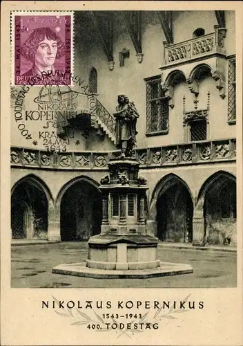 Ak Kraków Krakau Polen, Denkmal Nikolaus Kopernikus, 400. Todestag