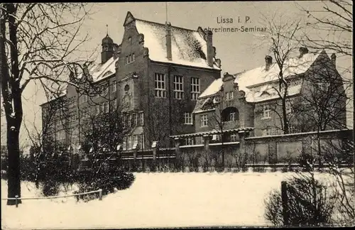 Ak Lissa Leszno Poznań Posen, Lehrerinnen-Seminar, Winter