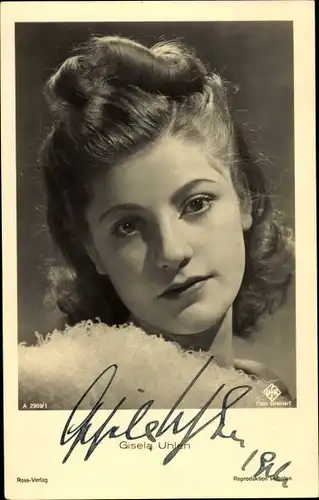 Ak Schauspielerin Gisela Uhlen, Portrait, Autogramm