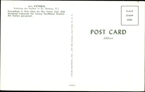Ak Saint Thomas Virgin Islands Amerikanische Jungferninseln, MS Victoria, Incres Line