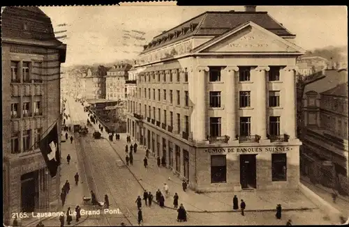 Ak Lausanne Kanton Waadt, Grand Pont, Schweizerischer Bankenverband