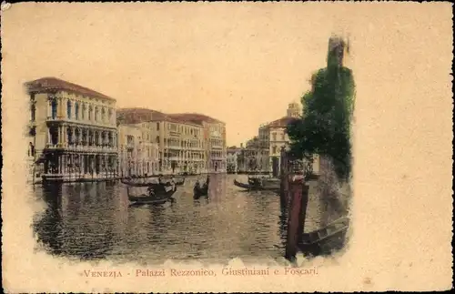 Ak Venezia Venedig Veneto, Palazzi Rezzonico, Giustiniani e Foscari