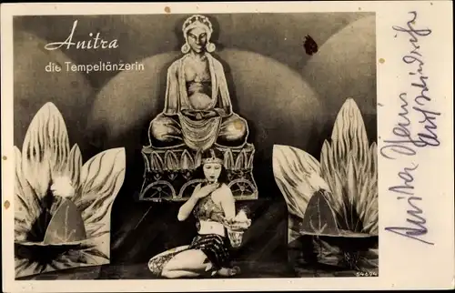 Ak Tempertänzerin Anitra Dhans, Statue, Schmuck, Autogramm