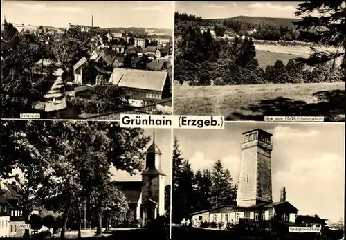 10 alte Ak Grünhain im Erzgebirge Sachsen, diverse Ansichten