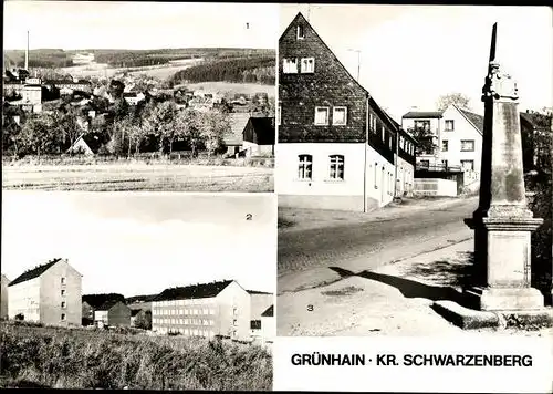 9 alte Ak Grünhain im Erzgebirge Sachsen, diverse Ansichten