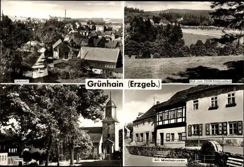 9 alte Ak Grünhain im Erzgebirge Sachsen, diverse Ansichten