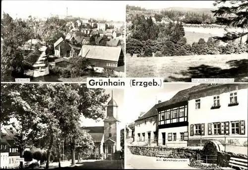 9 alte Ak Grünhain im Erzgebirge Sachsen, diverse Ansichten