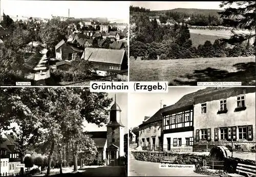 9 alte Ak Grünhain im Erzgebirge Sachsen, diverse Ansichten