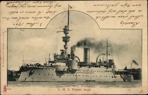 Ak Deutsches Kriegsschiff, SMS Aegir, Küstenpanzerschiff, Kaiserliche Marine