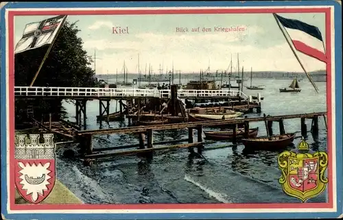 Wappen Ak Kiel, Kriegshafen, Kaiserliche Marine