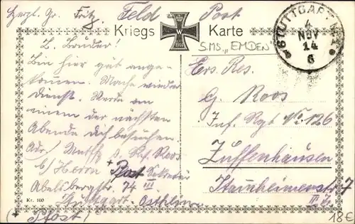 Ak Deutsches Kriegsschiff SMS Emden, Kaiserliche Marine, Der Schrecken der Engländer