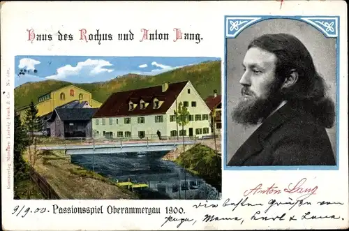 Ak Oberammergau in Oberbayern, Haus des Rochus und Anton Lang, Passionsspiel 1900