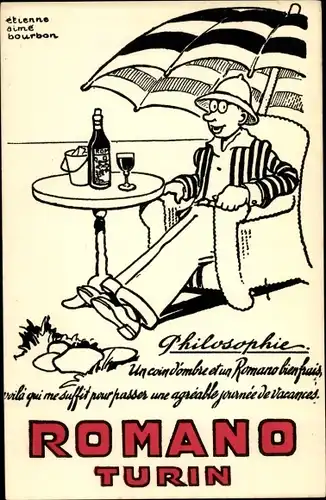 Künstler Ak Etienne aime Bourbon, Romano Turin, Mann im Sessel